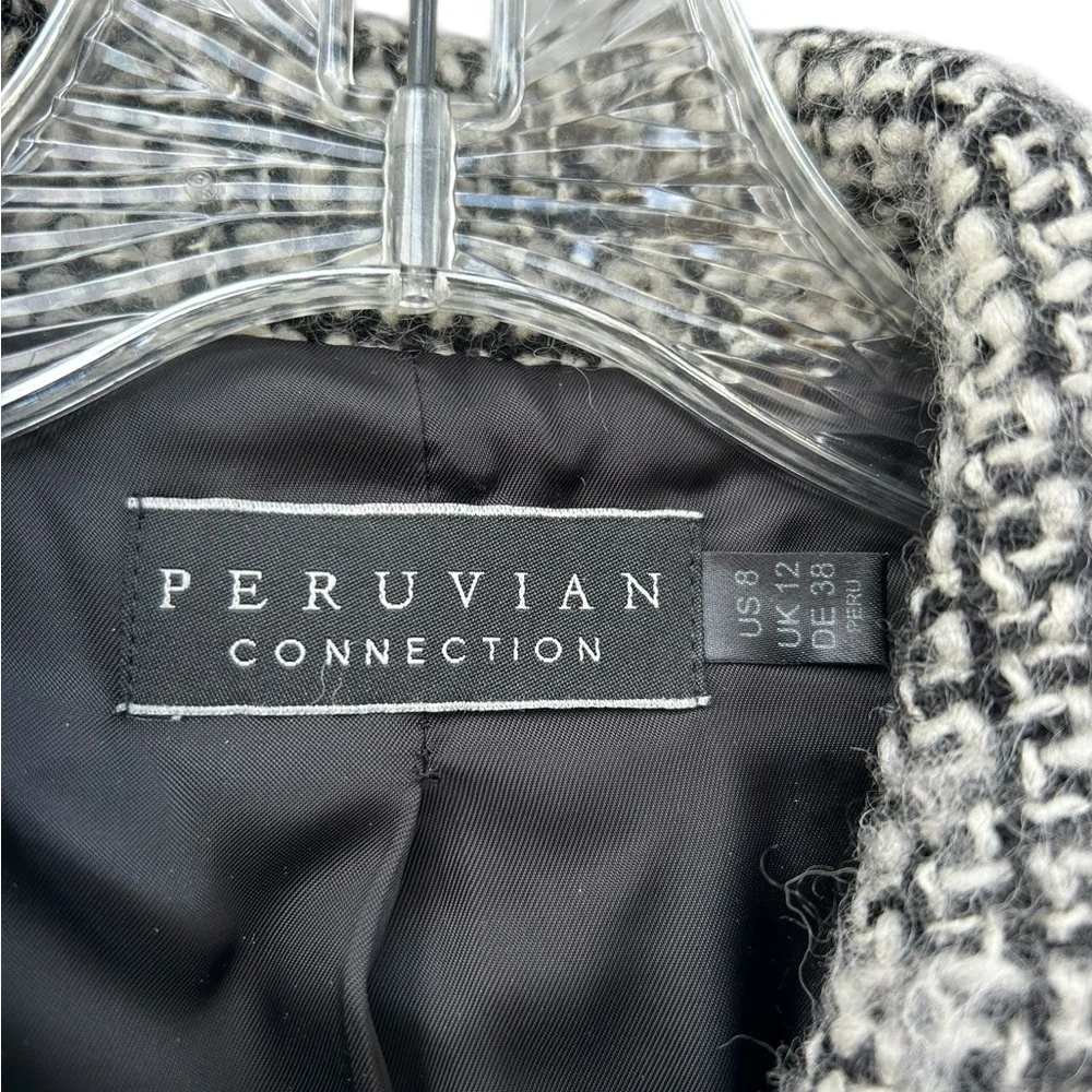 Peruvian Connection Wool/Alpaca Tweed Black & White Blazer Jacket - Size 10